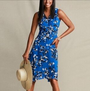 Cabi Floral Cottagecore Office Siren  Corpcore sleeveless blue Summer dress